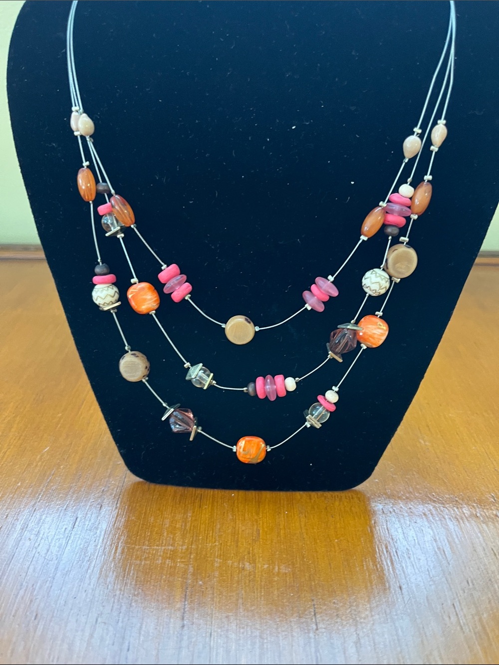 Chico’s Multi-Strand Pink & Orange Beaded Necklace